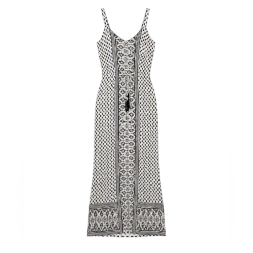 Black and White Printed Maxi Dress - Women